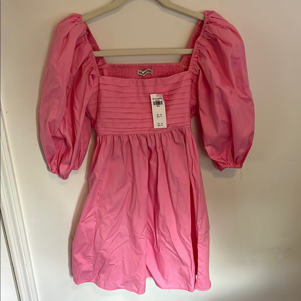 Abercrombie & Fitch Pink Smocked Puff Sleeve Sundress